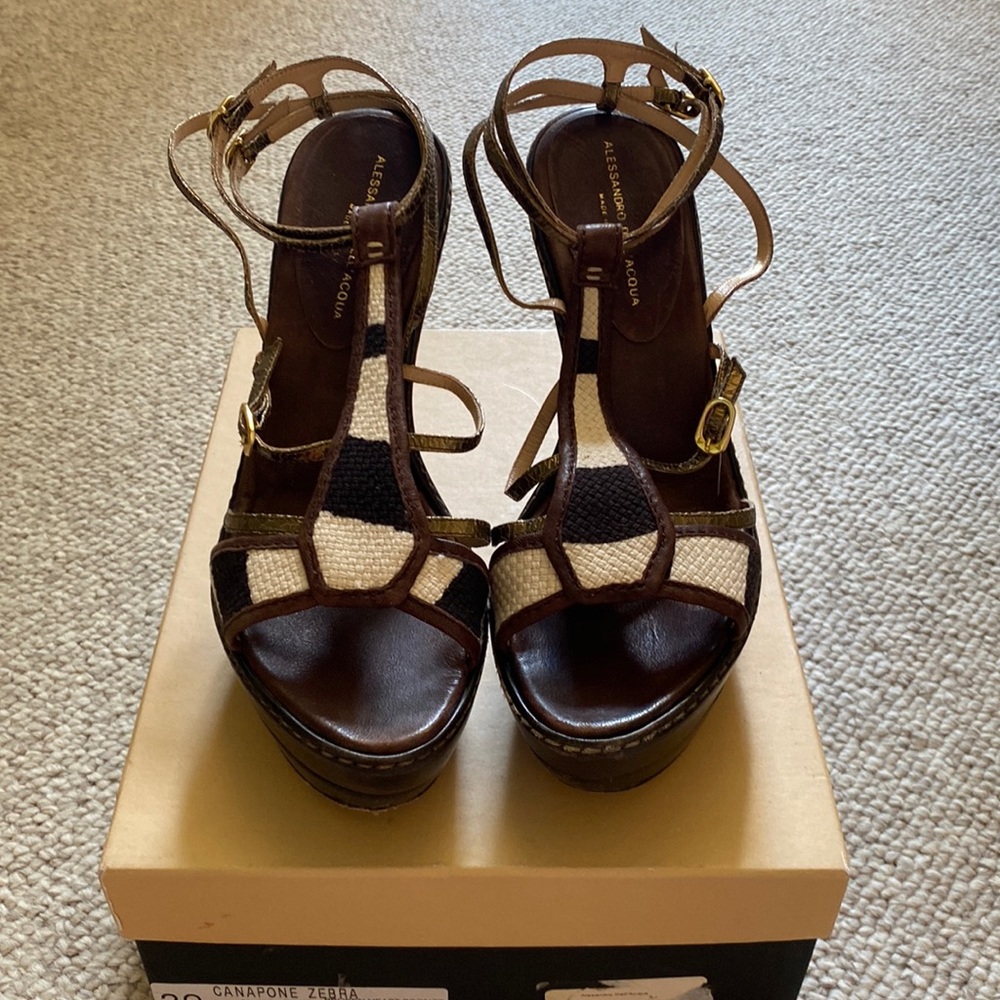 Alessandro Dell’Acqua Canapone Zebra platform strappy sandals 39/9